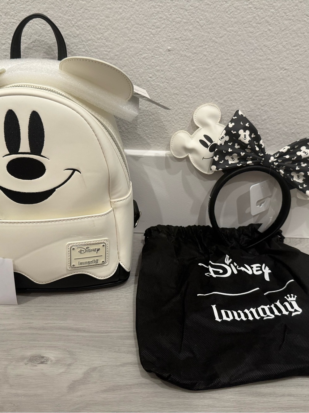Loungefly glow in the dark Mickey ghost backpack + ears